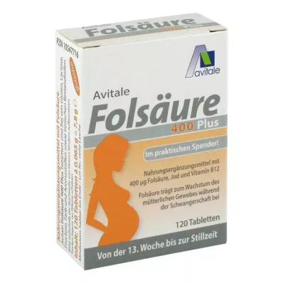 FOLSÄURE 400 Plus B12+Jod Tabletten, 120 St