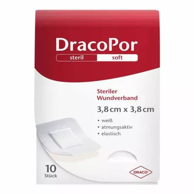 DracoPor Soft weiß Wundverband 3,8x3,8 cm steril, 10 St