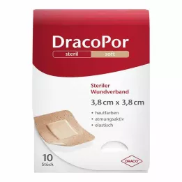 DRACOPOR Wundverband 3,8x3,8 cm steril hautfarben, 10 St
