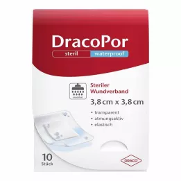 DRACOPOR waterproof Wundverband 3,8x3,8 cm steril, 10 St