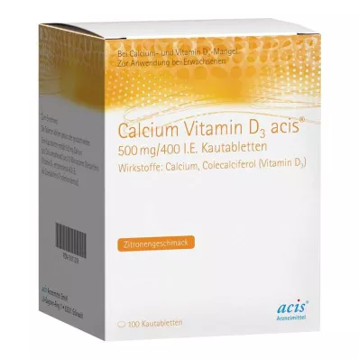 CALCIUM VITAMIN D3 acis 500 mg/400 I.E. Kautabl., 100 St CALCIUM VITAMIN D3 acis 500 mg/400 I.E. Kautabl., 100 St