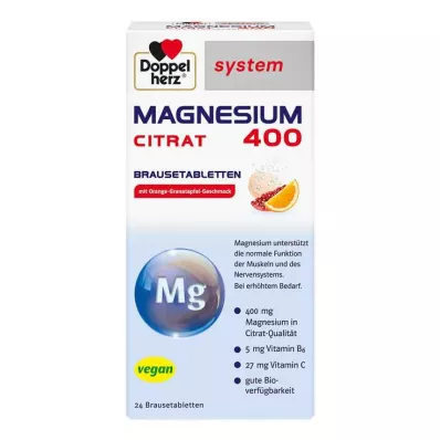 DOPPELHERZ Magnesium 400 Citrat system Brausetabl., 24 St