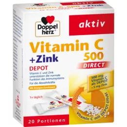 DOPPELHERZ Vitamin C 500+Zink Depot DIRECT Pellets, 20 St