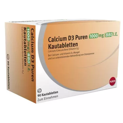 CALCIUM D3 Puren 1000 mg/880 I.E. Kautabletten, 90 St