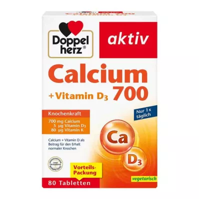 Doppelherz Calcium 700 + Vitamin D3 Tabletten, 80 St