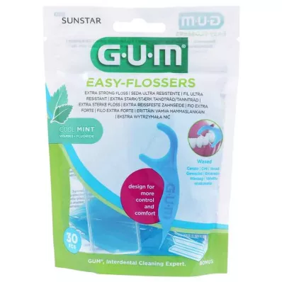 GUM Easy-Flossers Zahnseidesticks gewachst mint + Reise-Etui, 30 St