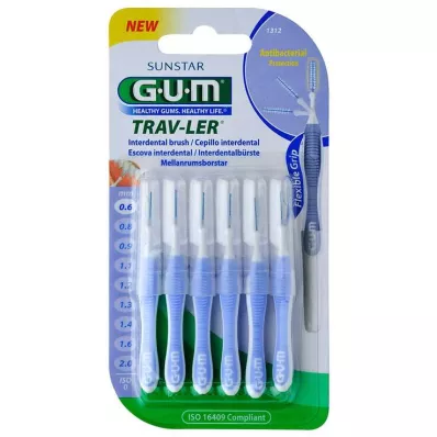 GUM TRAV-LER 0,6mm Kerze hellblau Interdentalbür., 6 St