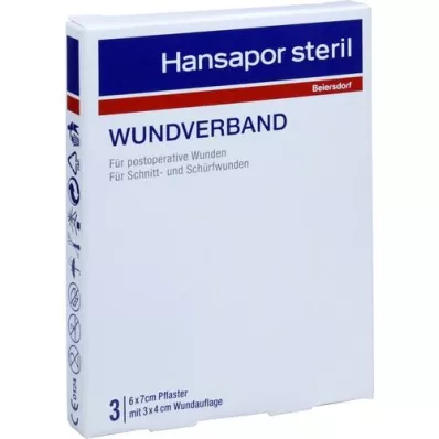 HANSAPOR steril Wundverband 6x7 cm, 3 St