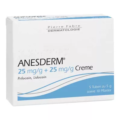 ANESDERM 25 mg/g + 25 mg/g Creme + Pflaster, 5X5 g