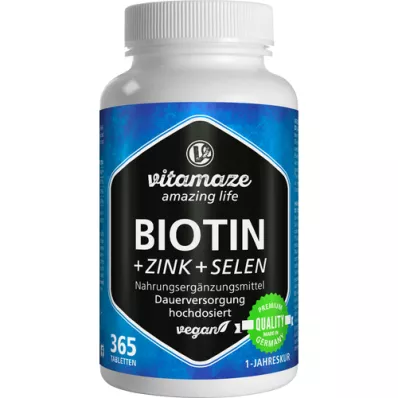 BIOTIN 10 mg hochdosiert+Zink+Selen Tabletten, 365 St