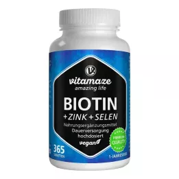 BIOTIN 10 mg hochdosiert+Zink+Selen Tabletten, 365 St
