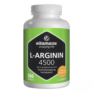 L-Arginin hochdosiert 4.500 mg Kapseln, 360 St