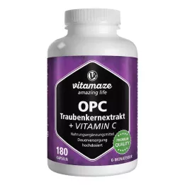 OPC Traubenkernextrakt hochdosiert + Vitamin C Kapseln, 180 St