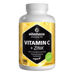 VITAMIN C 1000 mg hochdosiert+Zink vegan Tabletten, 180 St