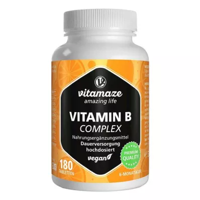 Vitamin B Complex hochdosiert vegan Tabletten, 180 St