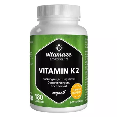 Vitamin K2 200 µg hochdosiert vegan Tabletten, 180 St