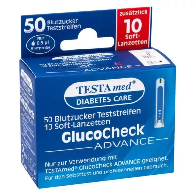 TESTAmed® GlucoCheck ADVANCE Teststreifen mit 10 Soft-Lanzetten, 1 P