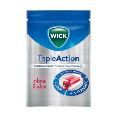 WICK Tripleaction Menthol & Cassis Bonbons ohne Zucker, 72 g WICK Tripleaction Menthol & Cassis Bonbons ohne Zucker, 72 g