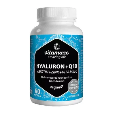 Hyaluronsäure 200 mg hochdosiert + Coenzym Q10 vegan Kapseln , 60 St