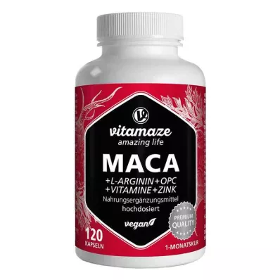 MACA 10:1 hochdosiert+L-Arginin+OPC+Vit.vegan Kps., 120 St