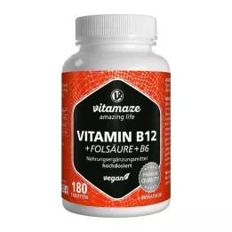 VITAMIN B12 1000 µg hochdos.+B9+B6 vegan Tabletten, 180 St