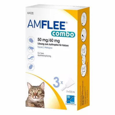 Amflee combo 50 mg/60 mg Lösung zum Auftropfen für Katzen, 3 St Amflee combo 50 mg/60 mg Lösung zum Auftropfen für Katzen, 3 St