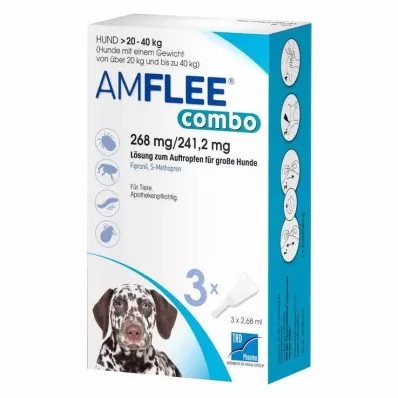 Amflee combo 268/241,2 mg Lösung zum Auftropfen für Hunde 20-40 kg, 3 St Amflee combo 268/241,2 mg Lösung zum Auftropfen für Hunde 20-40 kg, 3 St