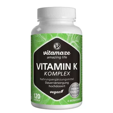 VITAMIN K1+K2 Komplex hochdosiert vegan Kapseln, 120 St