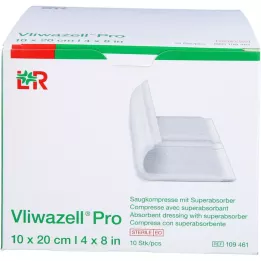 VLIWAZELL Pro superabsorb.Kompr.steril 10x20 cm, 10 St