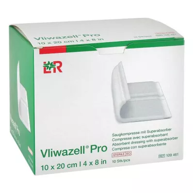 Vliwazell Pro superabsorb.Kompresse steril 10x20 cm, 10 St
