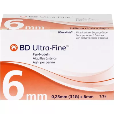 BD ULTRA-FINE Pen-Nadeln 6 mm 31 G 0,25 mm, 105 St