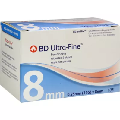 BD ULTRA-FINE Pen-Nadeln 8 mm 31 G 0,25 mm, 105 St