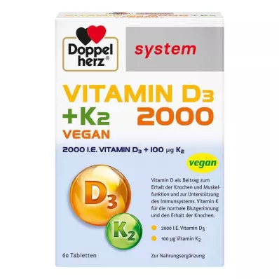 Doppelherz Vitamin D3 2000 + K2 system Tabletten, 60 St Doppelherz Vitamin D3 2000 + K2 system Tabletten, 60 St