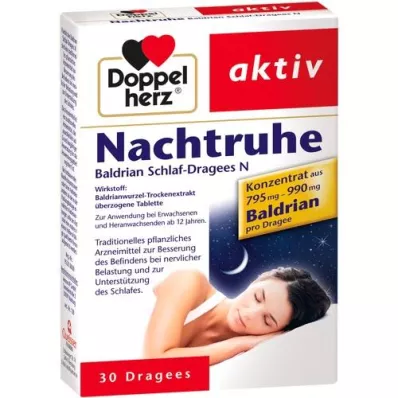 DOPPELHERZ Nachtruhe Baldrian Schlaf-Dragees N, 30 St