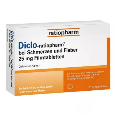 Diclo-Ratiopharm bei Schmerzen und Fieber 25 mg Fta, 20 St Diclo-Ratiopharm bei Schmerzen und Fieber 25 mg Fta, 20 St