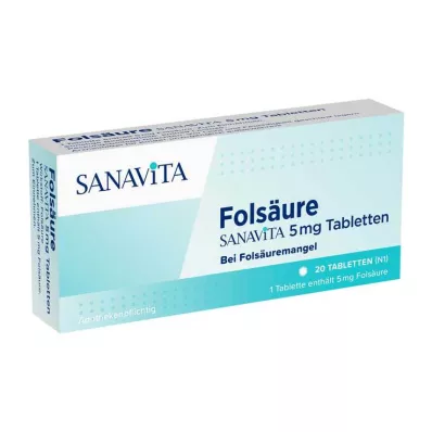 Folsäure Sanavita 5 mg Tabletten, 20 St Folsäure Sanavita 5 mg Tabletten, 20 St