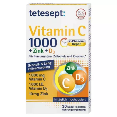 TETESEPT Vitamin C 1.000+Zink+D3 1.000 I.E. Tabletten, 30 St
