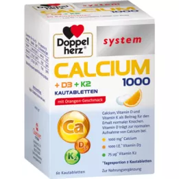 DOPPELHERZ Calcium 1000+D3+K2 system Kautabletten, 60 St