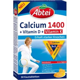 ABTEI Calcium 1400+Vitamin D3+K Kautabletten, 30 St