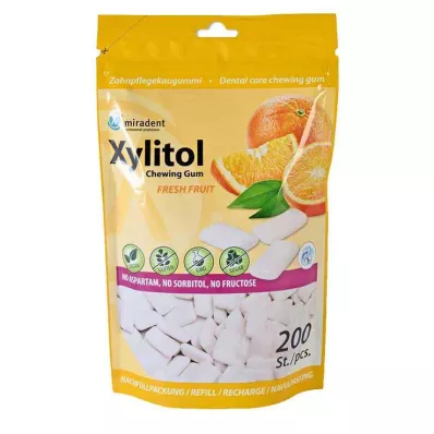 MIRADENT Xylitol Chewing Gum fresh fruit Refill, 200 St MIRADENT Xylitol Chewing Gum fresh fruit Refill, 200 St
