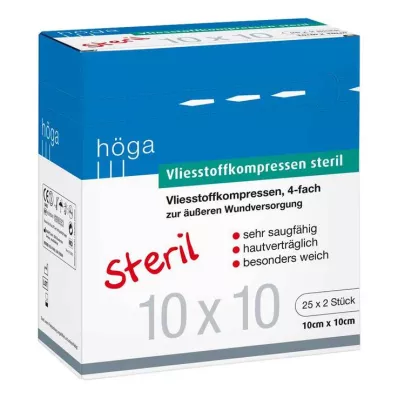 Vliesstoff-Kompressen 10x10 cm steril 4fach, 25X2 St