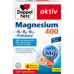 DOPPELHERZ Magnesium 400+B1+B6+B12+Folsäure Tabl., 120 St