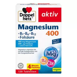 DOPPELHERZ Magnesium 400+B1+B6+B12+Folsäure Tabl., 120 St