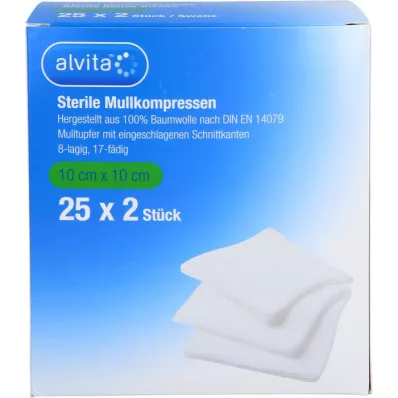 ALVITA Mullkompressen steril 10x10 cm, 25X2 St