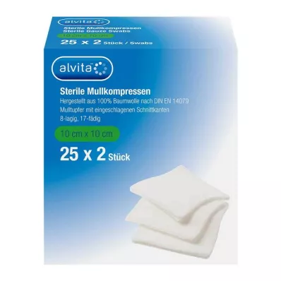Alvita Mullkompressen steril 10x10 cm, 25X2 St