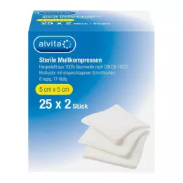 ALVITA Mullkompressen steril 5x5 cm, 25X2 St