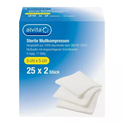 Alvita Mullkompressen steril 5x5 cm, 25X2 St