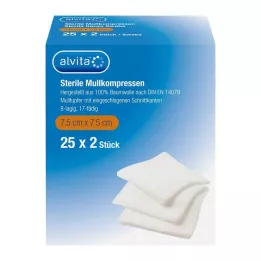ALVITA Mullkompressen steril 7,5x7,5 cm, 25X2 St