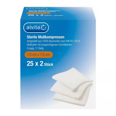 Alvita Mullkompressen steril 7,5x7,5 cm, 25X2 St