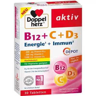 DOPPELHERZ B12+C+D3 Depot aktiv Tabletten, 30 St